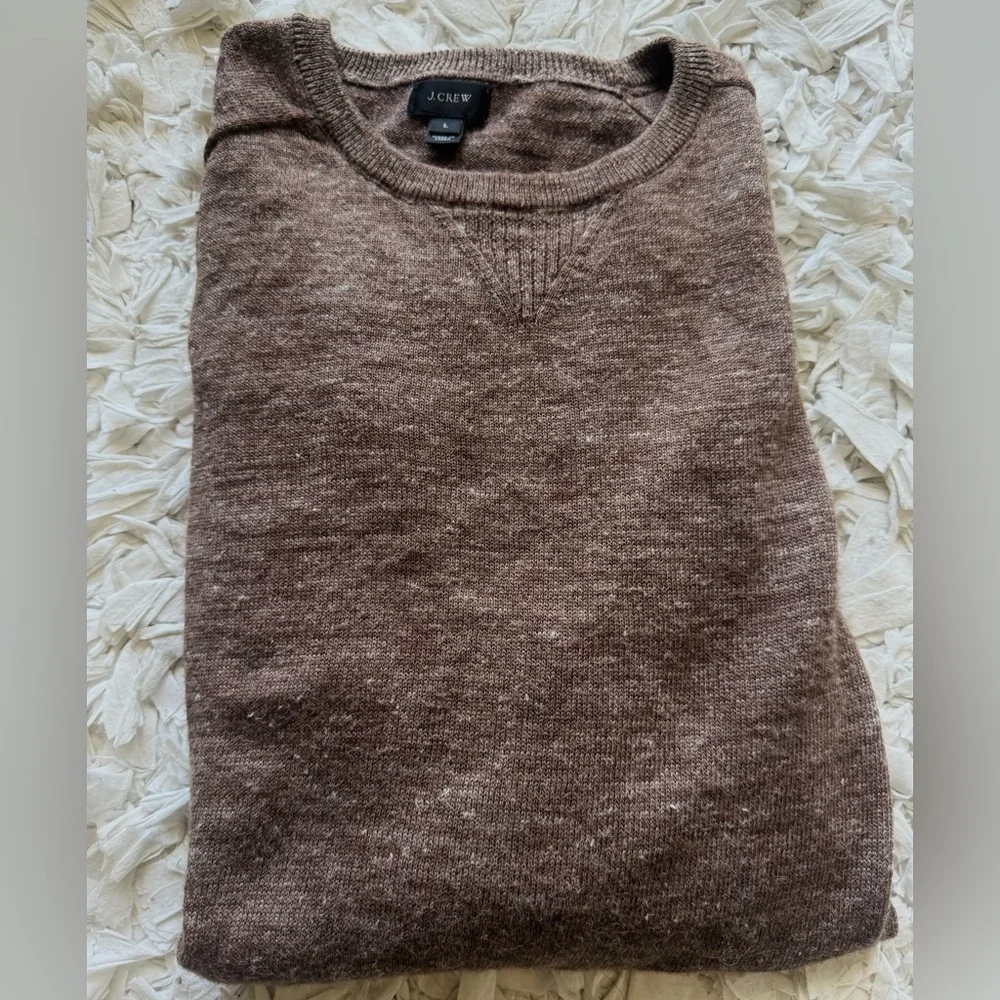 J. Crew Men’s Alpaca wool linen blend brown sweater Sz Large